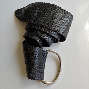 Suzi Roher Leather Belt Woven Dark Brown Size Large